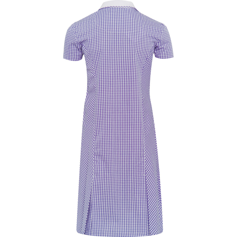 Purple Zip Fronted Corded Gingham Summer Dress