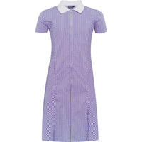 Purple Zip Fronted Corded Gingham Summer Dress