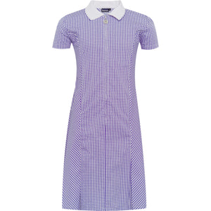 Purple Zip Fronted Corded Gingham Summer Dress