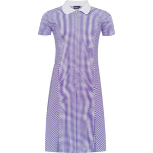 Purple Zip Fronted Corded Gingham Summer Dress