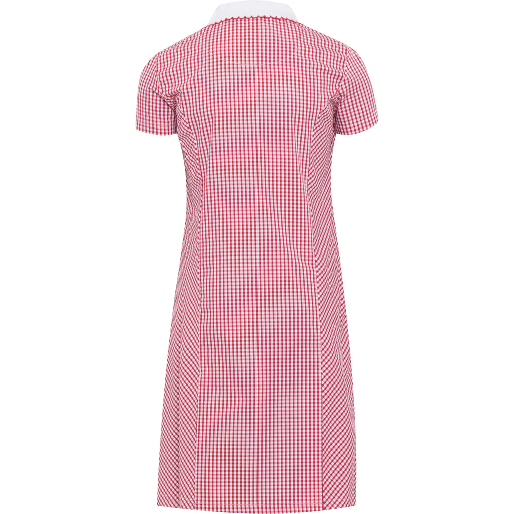 Red Zip Fronted Corded Gingham Summer Dress