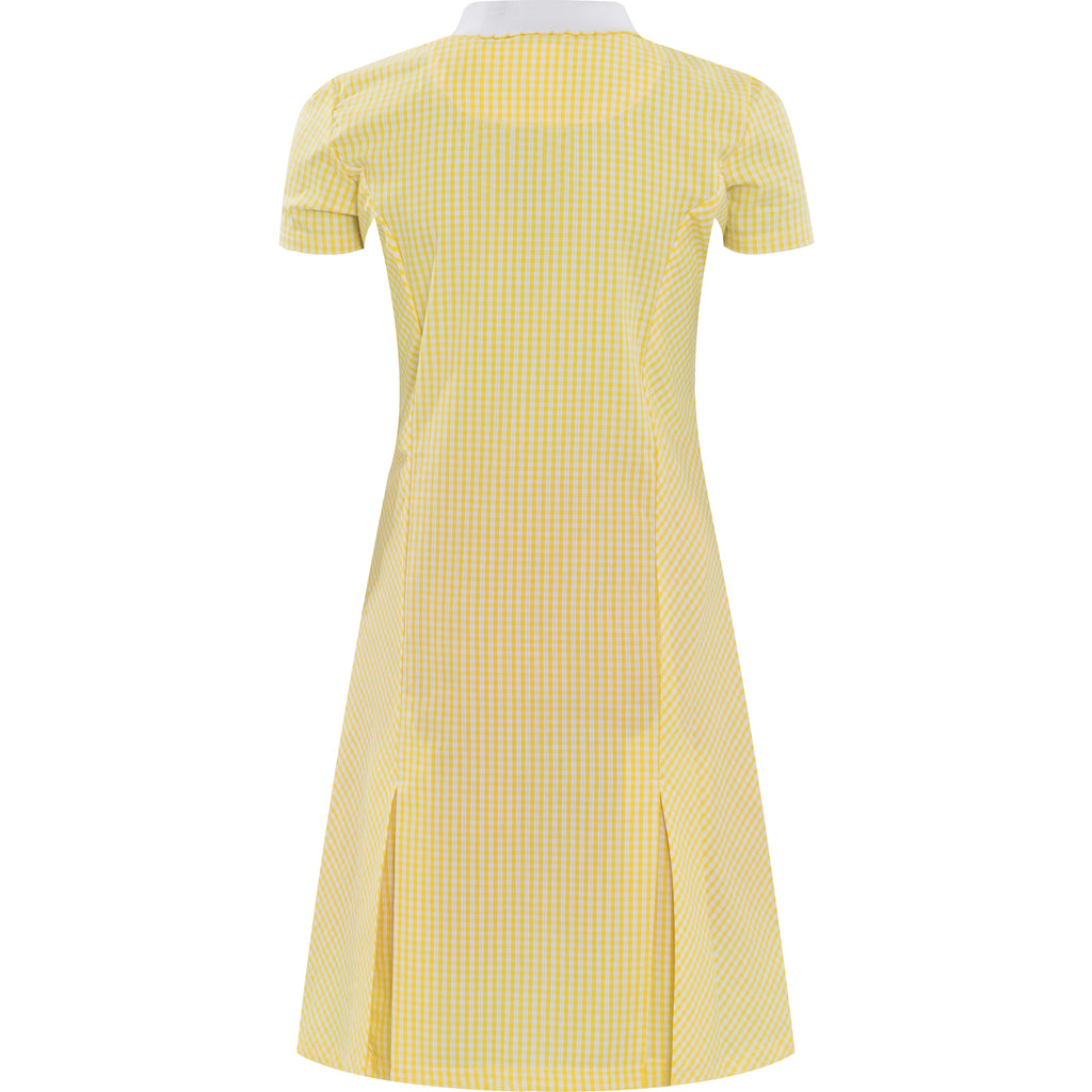 Yellow Zip Fronted Corded Gingham Summer Dress