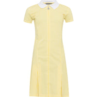 Yellow Zip Fronted Corded Gingham Summer Dress