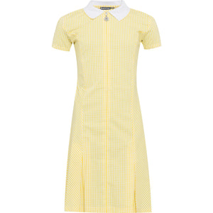 Yellow Zip Fronted Corded Gingham Summer Dress