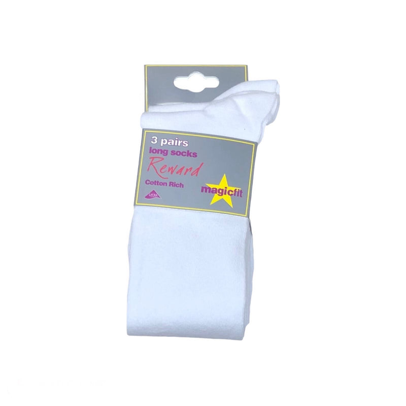 White Triple Pack Knee Length Socks